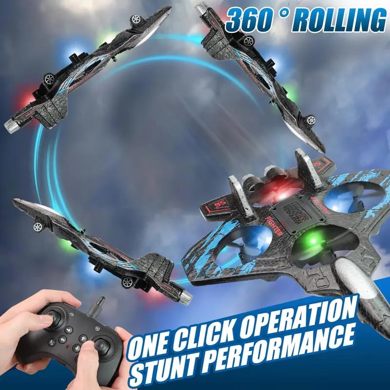 60% OFF This Week Promotions🎉🎉RC Stunt Fighter Jet Toy for Kids with 360° Flips & LED Lights