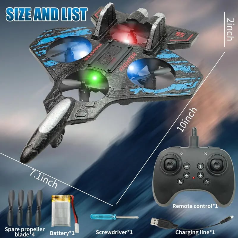 60% OFF This Week Promotions🎉🎉RC Stunt Fighter Jet Toy for Kids with 360° Flips & LED Lights